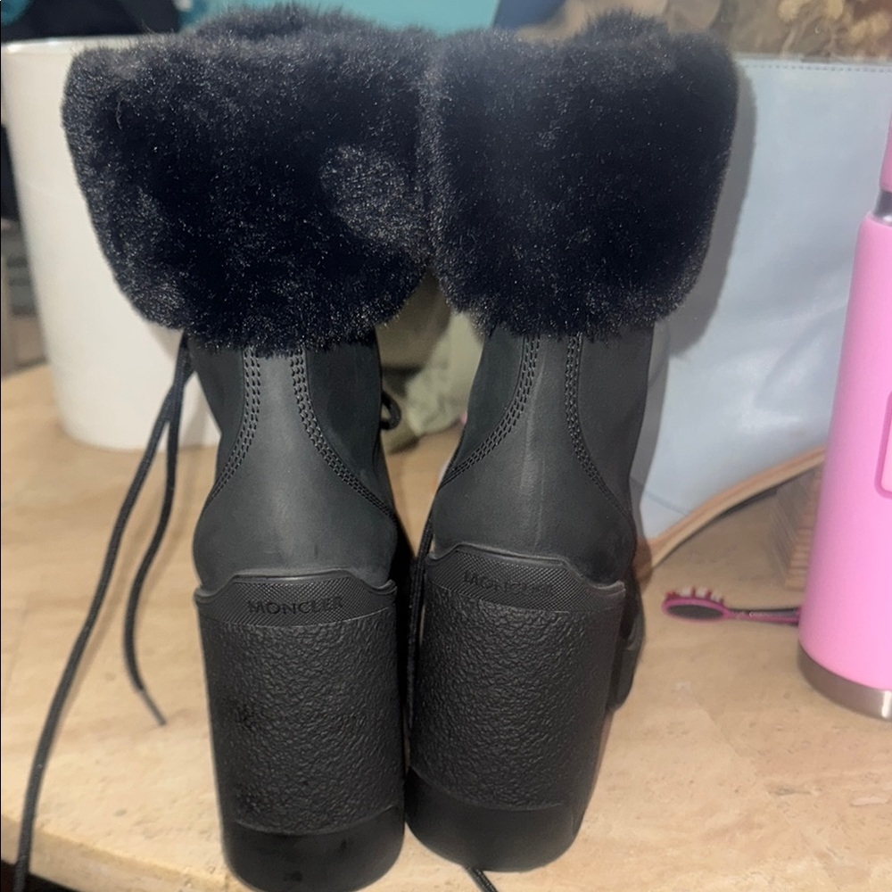 Montclair  Black Fur-Lined Lace-Up Boots - Picture 7 of 17